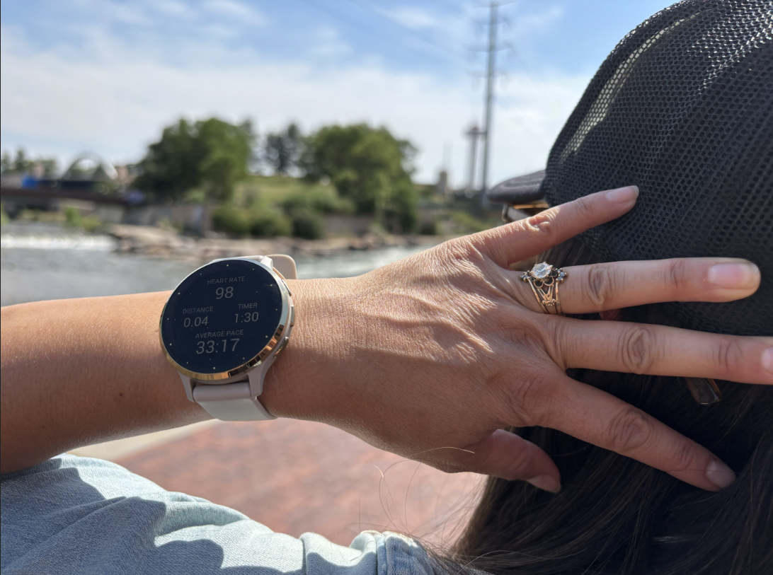 Garmin watch on wrist